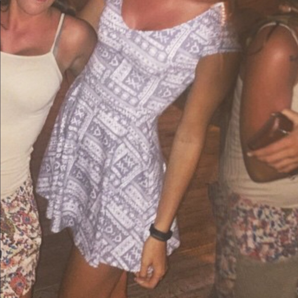 grey and white dress